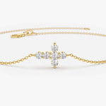 Load image into Gallery viewer, Round Cut Lab-Grown Diamond Cross Bracelet – Solid Gold, IGI Certified
