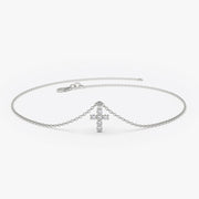 Minimalist Cross Bracelet in Solid Gold with Lab-Grown Diamonds – 0.06 Carat Total Weight