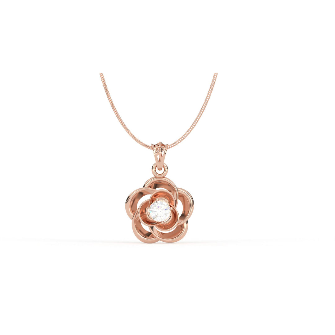 0.44 CT Lab-Grown Diamond Rose Pendant Necklace | Solid Gold | Elegant Floral Design