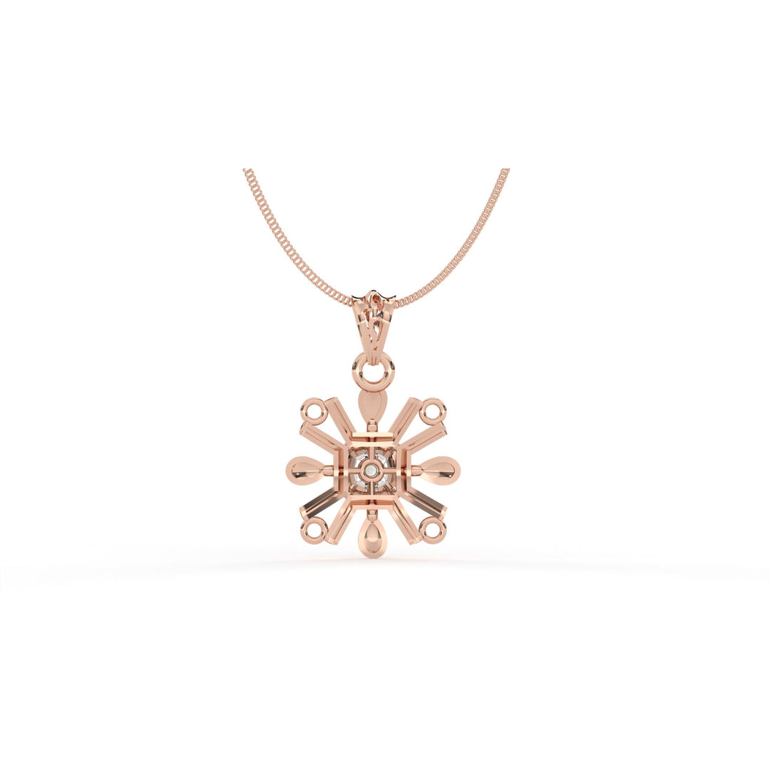 0.22 CT Round Lab-Grown Diamond Floral Pendant Necklace | Solid Gold | Delicate Petal Design