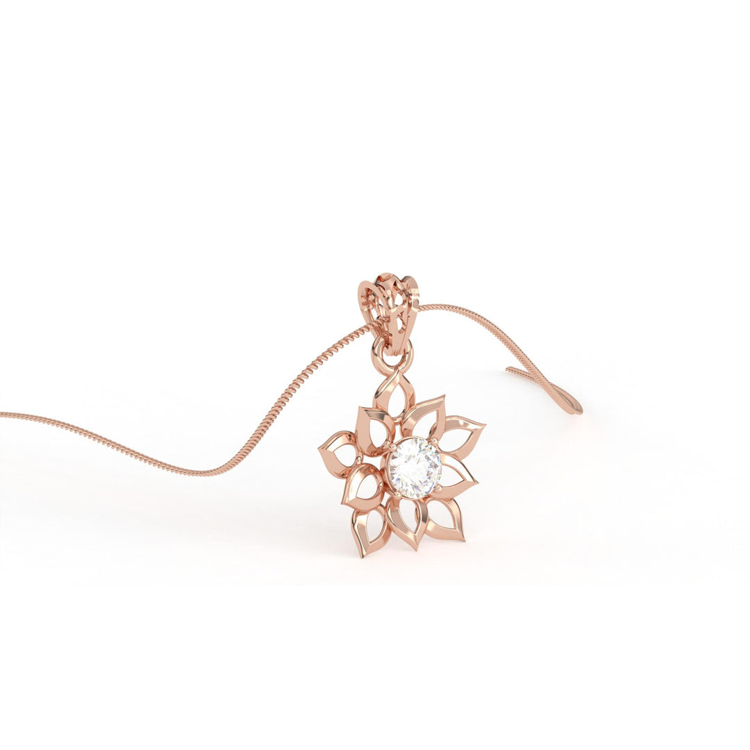 0.47 CT Lab-Grown Diamond Flower Pendant Necklace | Solid Gold | Elegant Floral Design