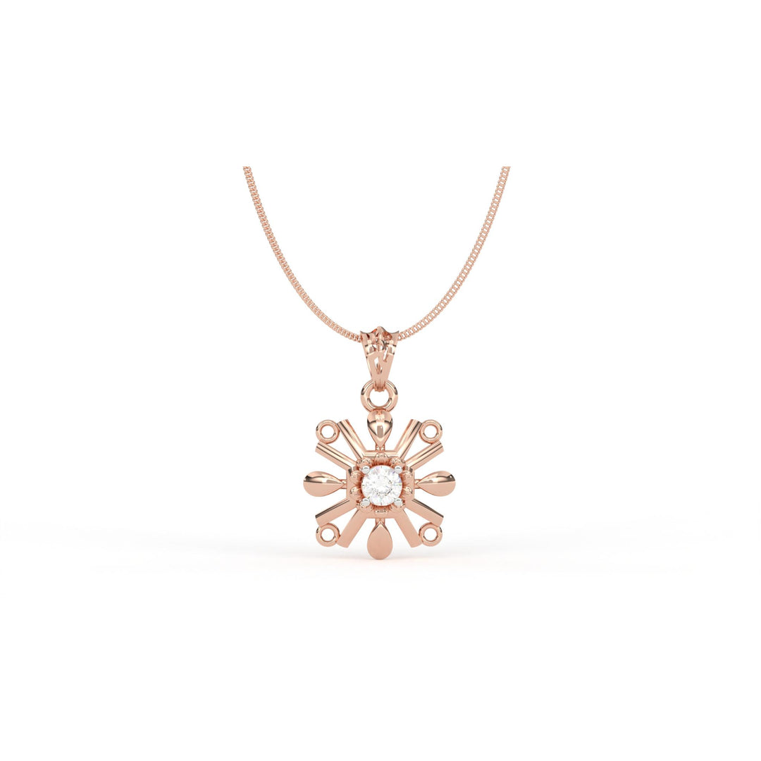 0.22 CT Round Lab-Grown Diamond Floral Pendant Necklace | Solid Gold | Delicate Petal Design