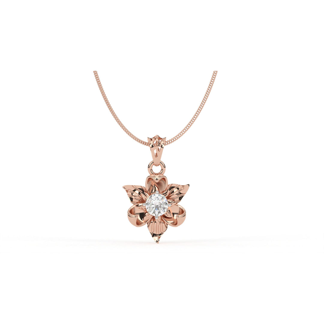 0.41 CT Lab-Grown Diamond Floral Pendant Necklace | Solid Gold | Elegant Flower Design