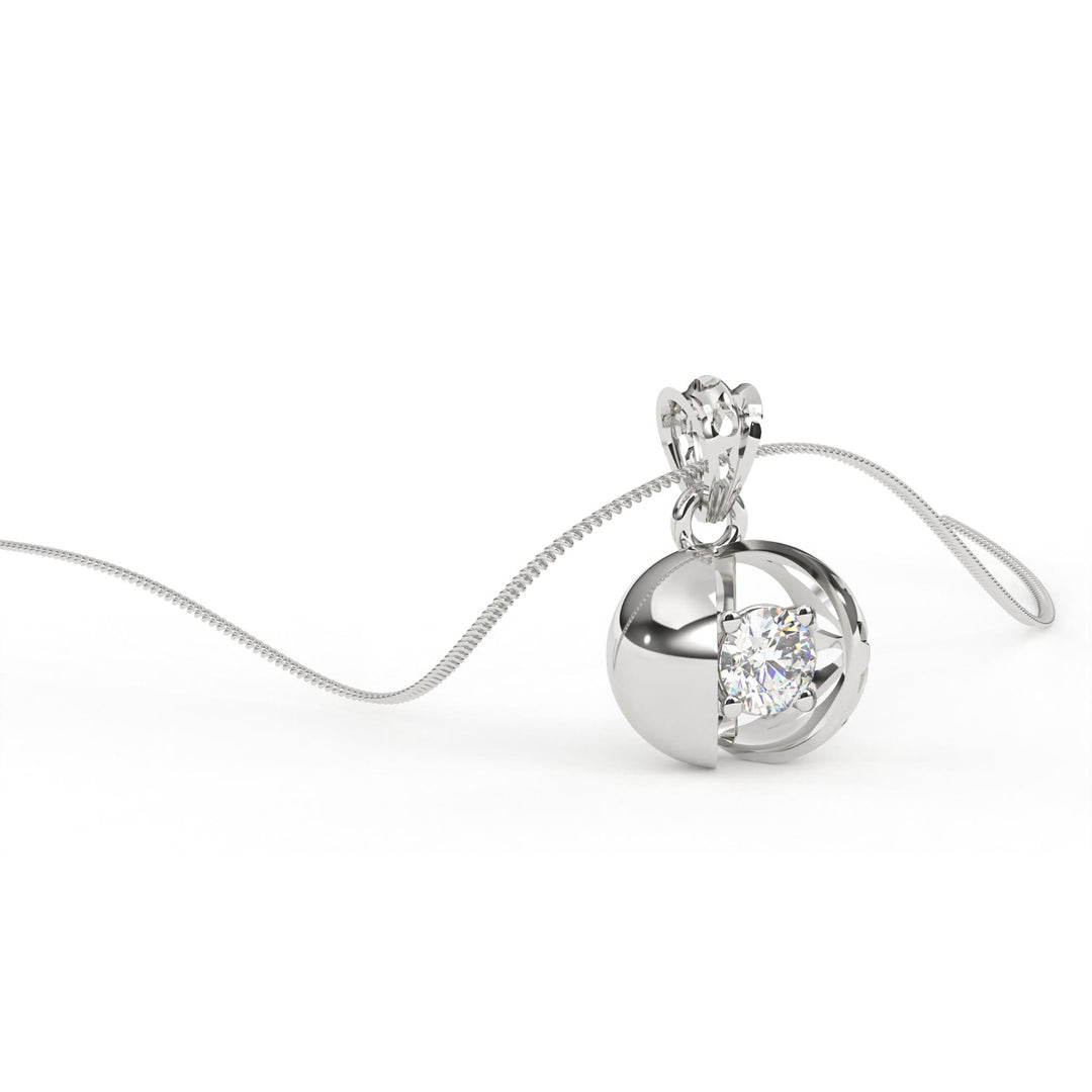 0.47 CT Lab-Grown Diamond Ball Pendant Necklace | Solid Gold | Modern Minimalist Design