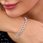 Load image into Gallery viewer, 11.30 CTW Pear Lab-Grown Diamond Tennis Bracelet in 14K White Gold – IGI Certified
