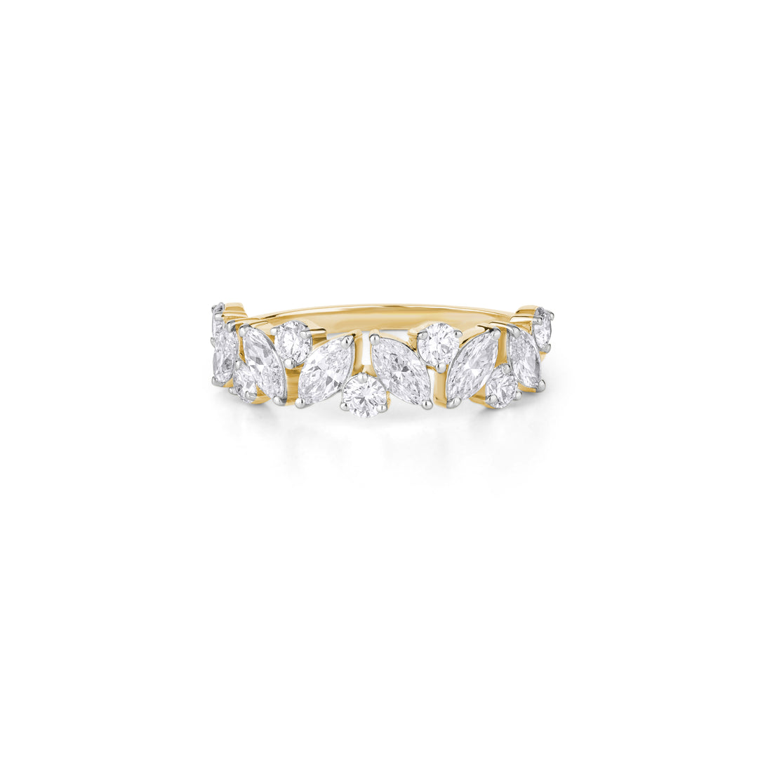 1.13 CTW Marquise And Round Lab-Grown Diamond Half Eternity Ring in 14K Yellow Gold – IGI Certified