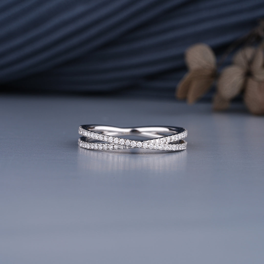 0.27 CTW Round Lab-Grown Diamond Half Eternity Wedding Band Ring in 14K White Gold – IGI Certified