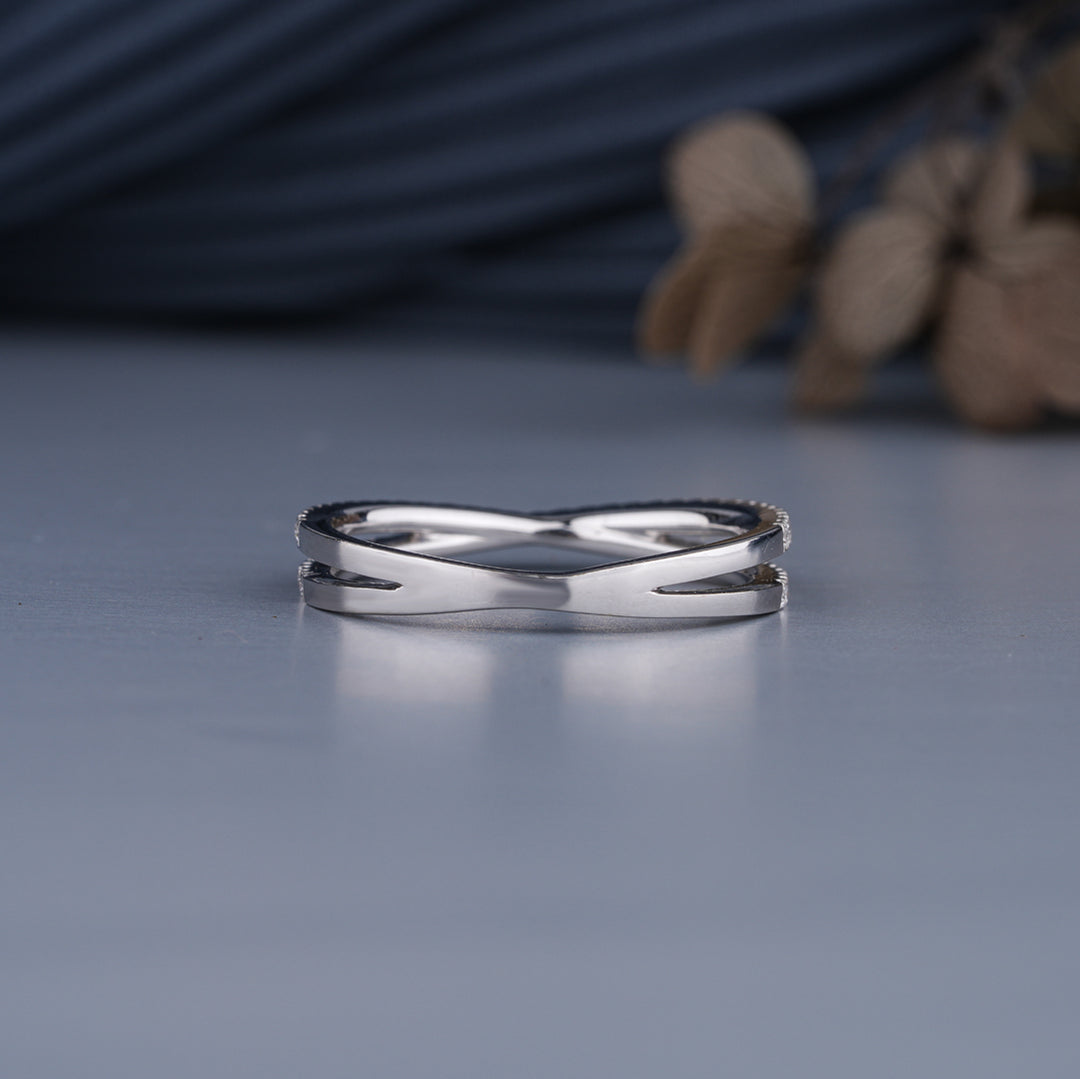 10K White Gold Classic Round Cut Diamond Half Eternity Ring