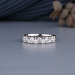 Load image into Gallery viewer, 10K White Gold Round Brilliant Cut Diamond French Pave Half Eternity Ring
