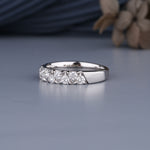 Load image into Gallery viewer, 10K White Gold Round Brilliant Cut Diamond French Pave Half Eternity Ring
