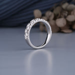 Load image into Gallery viewer, 10K White Gold Round Brilliant Cut Diamond French Pave Half Eternity Ring
