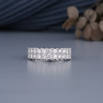 Load image into Gallery viewer, 18K White Gold Two Row Lab Diamond Half Eternity Wedding Band Ring
