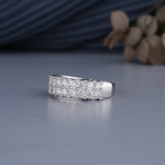 Load image into Gallery viewer, 18K White Gold Two Row Lab Diamond Half Eternity Wedding Band Ring
