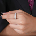 Load image into Gallery viewer, 14K White Gold Two Row Lab Diamond Half Eternity Wedding Band Ring
