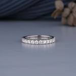 Load image into Gallery viewer, 18K White Gold Round Cut Diamond French Pave Half Eternity Ring
