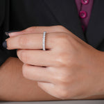 Load image into Gallery viewer, 10K White Gold Round Cut Diamond French Pave Half Eternity Ring
