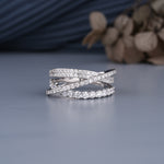 Load image into Gallery viewer, 10K White Gold Round Cut Diamond Three Row Half Eternity Wedding Band Ring

