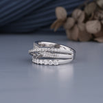 Load image into Gallery viewer, 10K White Gold Round Cut Diamond Three Row Half Eternity Wedding Band Ring
