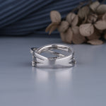 Load image into Gallery viewer, 14K White Gold Round Cut Diamond Three Row Half Eternity Wedding Band Ring
