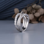 Load image into Gallery viewer, 14K White Gold Round Cut Diamond Three Row Half Eternity Wedding Band Ring
