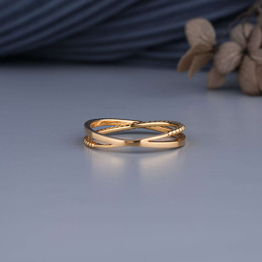 14K Yellow Gold Round Cut Diamond Twisted Half Eternity Ring
