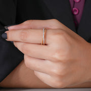 0.07 CT Lab-Grown Diamond Twisted Half Eternity Ring | Dainty Stackable Band