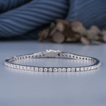 Load image into Gallery viewer, 10K White Gold Round Cut Diamond Square Tennis Bracelet
