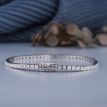 Load image into Gallery viewer, 10K White Gold Round Cut Diamond Square Tennis Bracelet
