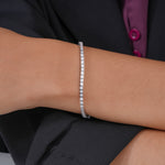 Load image into Gallery viewer, 18K White Gold Round Cut Diamond Square Tennis Bracelet
