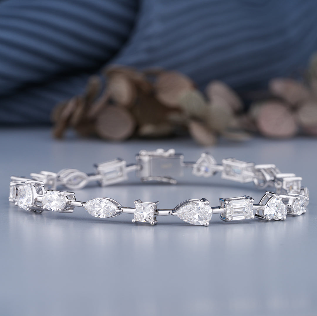 10.94 CTW Multi Lab-Grown Diamond Tennis Bracelet in 14K White Gold – IGI Certified