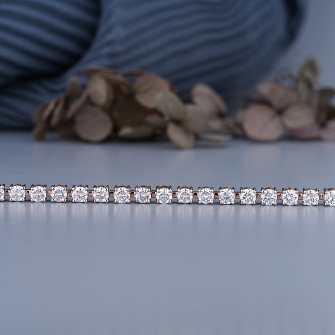 10K Rose Gold Classic Round Cut Diamond Four-Prong Tennis Bracelet