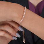 Load image into Gallery viewer, 10K Rose Gold Round Cut Diamond Squared Bracelet

