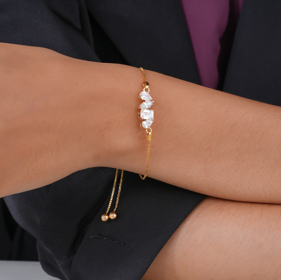 10K Yellow Gold Multi-Shape Diamond Chain Bracelet