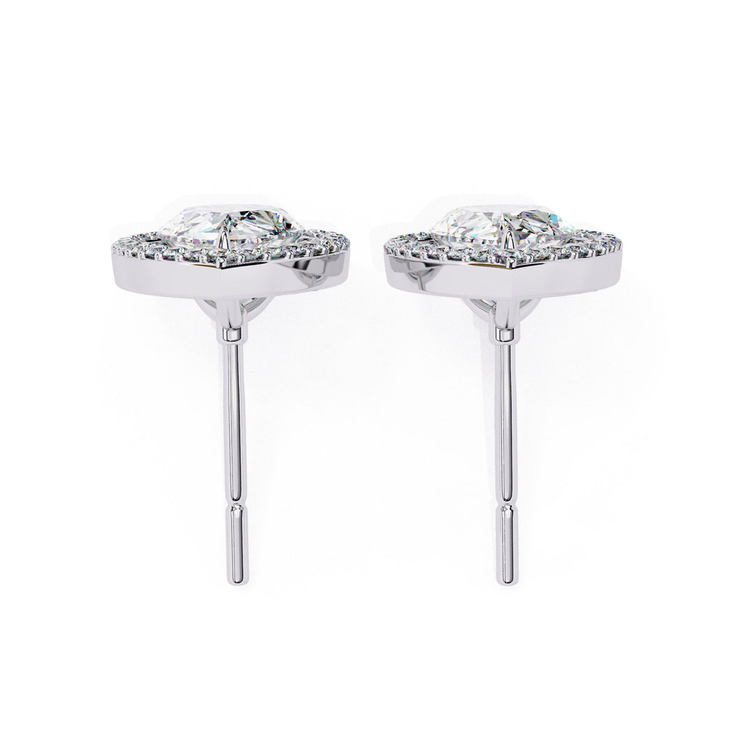 10K Gold Pear And Round Cut Diamond Halo Earrings