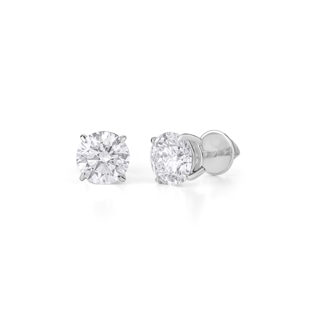 14K Gold Classic Round Brilliant Cut Diamond Stud Earrings