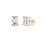 Load image into Gallery viewer, 18K Gold Emerald Cut Diamond Stud Earrings
