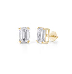 Load image into Gallery viewer, 18K Gold Emerald Cut Diamond Stud Earrings
