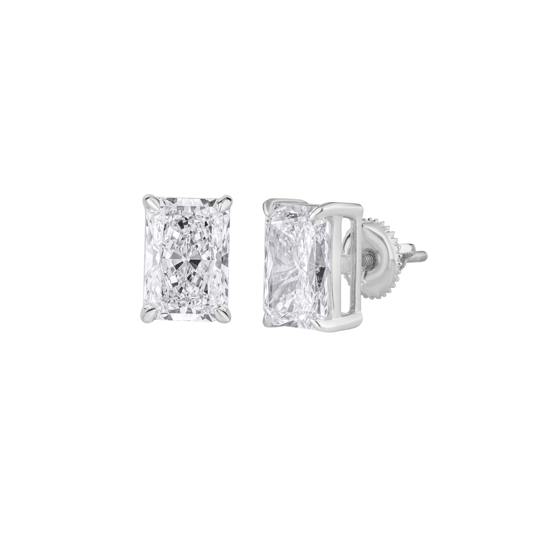 10K Gold Radiant Cut Diamond Stud Earrings