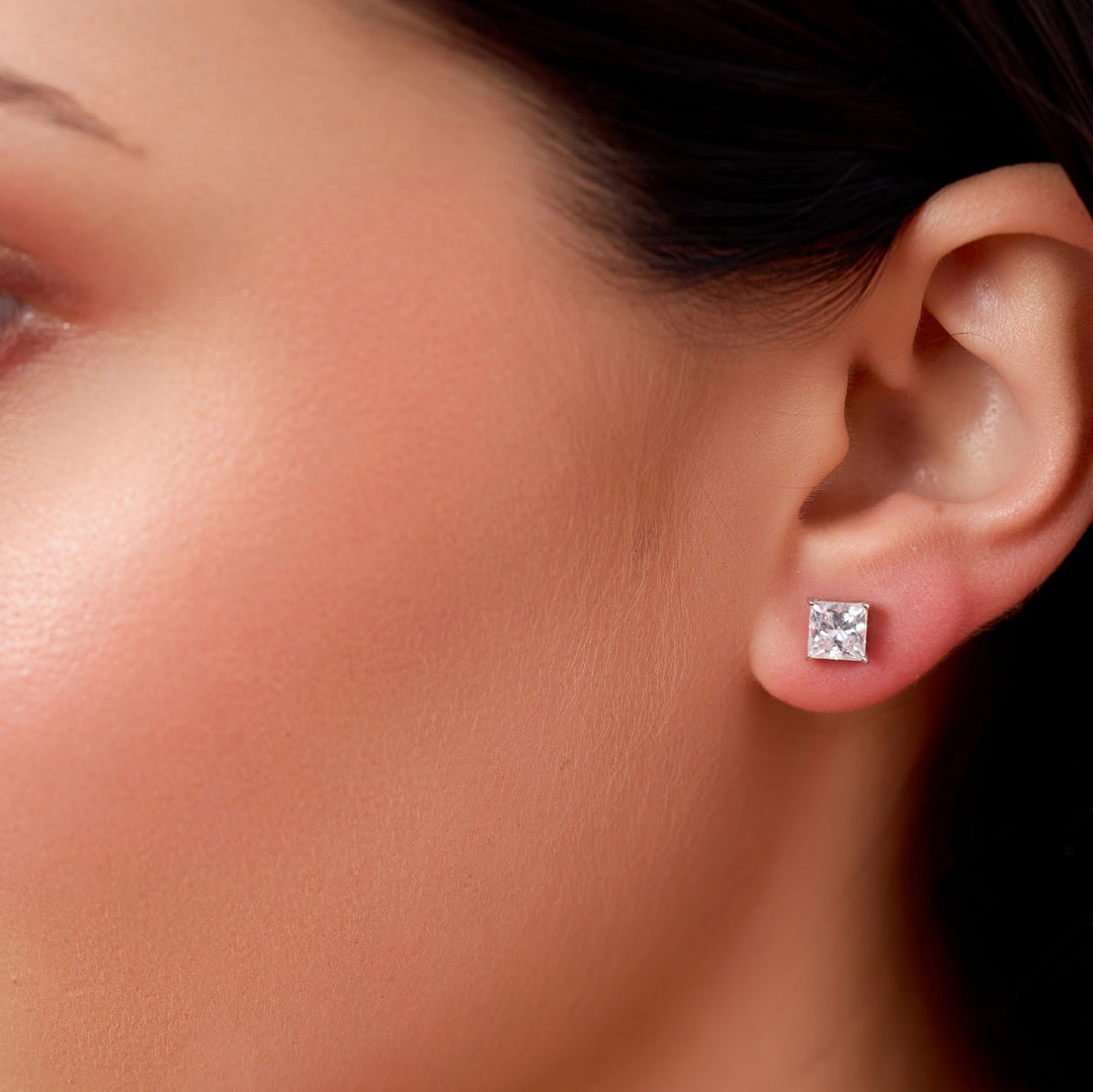 10K Gold Princess Cut Diamond Stud Earrings