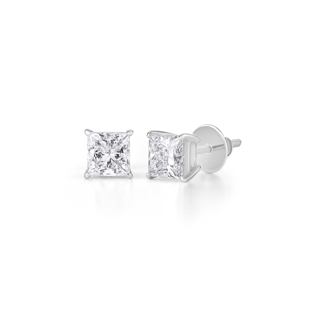 10K Gold Princess Cut Diamond Stud Earrings