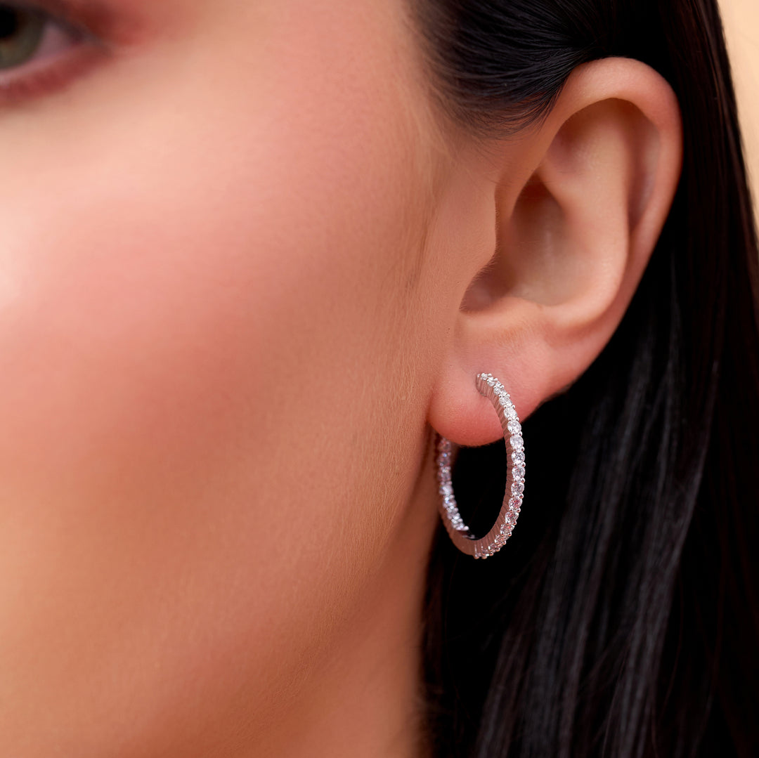 10K Gold Emilia Inside Out Diamond Hoop Earrings