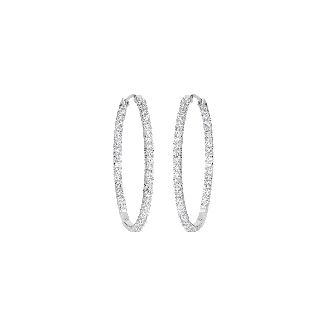 4.34 CTW Inside & Outside Hoop Lab-Grown Diamond Earrings in 14K White Gold – IGI Certified
