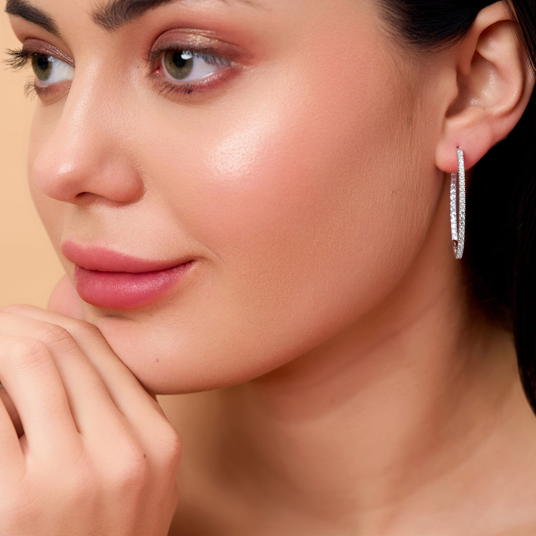 10K Gold Laura Inside Out Diamond Hoop Earrings