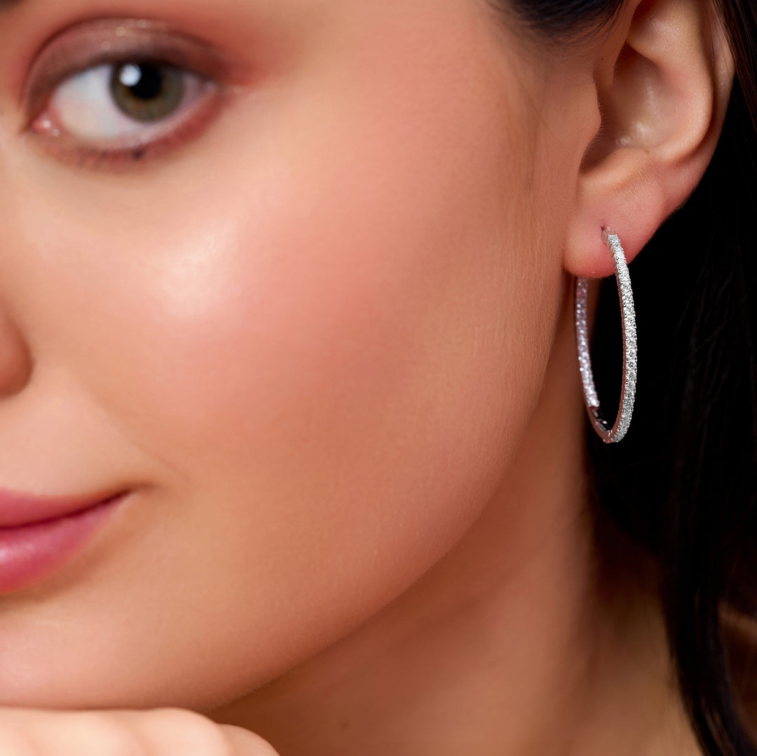 10K Gold Laura Inside Out Diamond Hoop Earrings