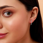 Load image into Gallery viewer, 0.22 CTW Outside Hoop Lab-Grown Diamond Earrings in 14K White Gold – IGI Certified
