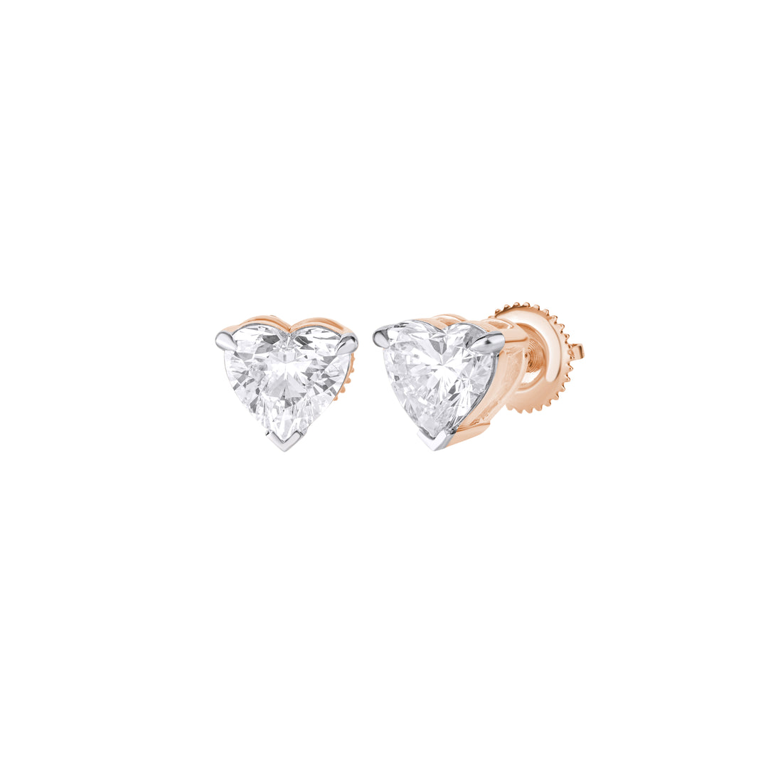 10K Gold Heart Shaped Diamond Stud Earrings