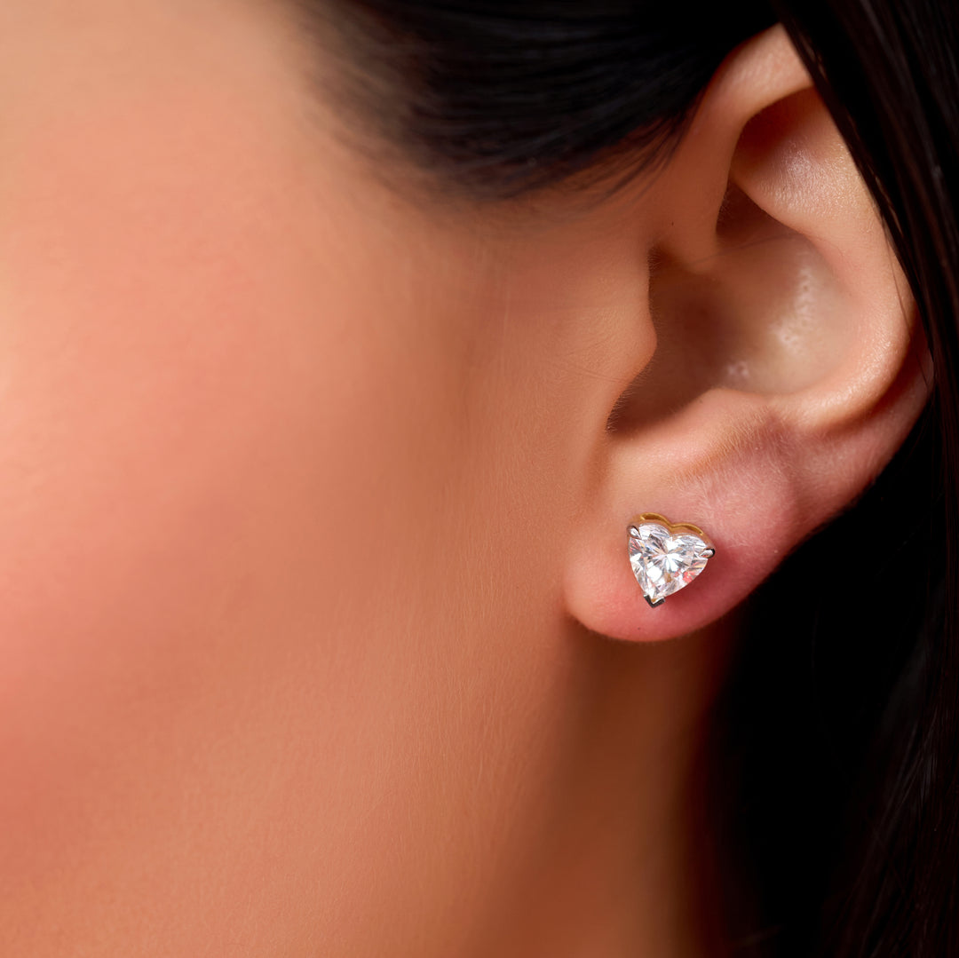 2.10 CTW Heart Lab-Grown Diamond Stud Earrings in 14K White Gold – IGI Certified