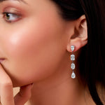 Load image into Gallery viewer, 10K Gold Multi Shape Drop Diamond Earrings
