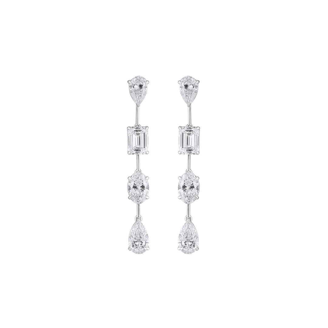 10K Gold Multi Shape Drop Diamond Earrings