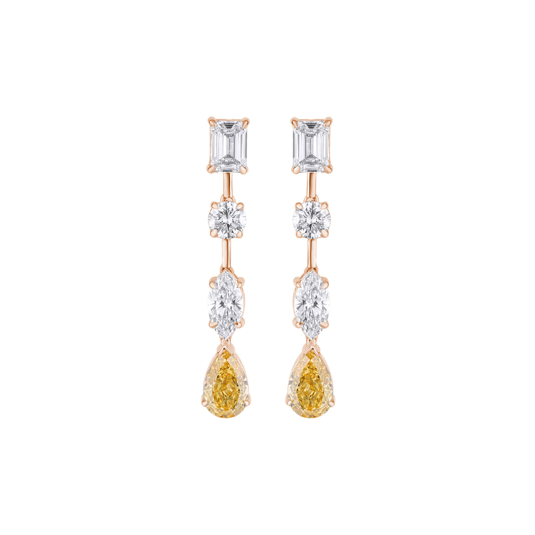 10K Gold Lily Long Drop Diamond Earrings